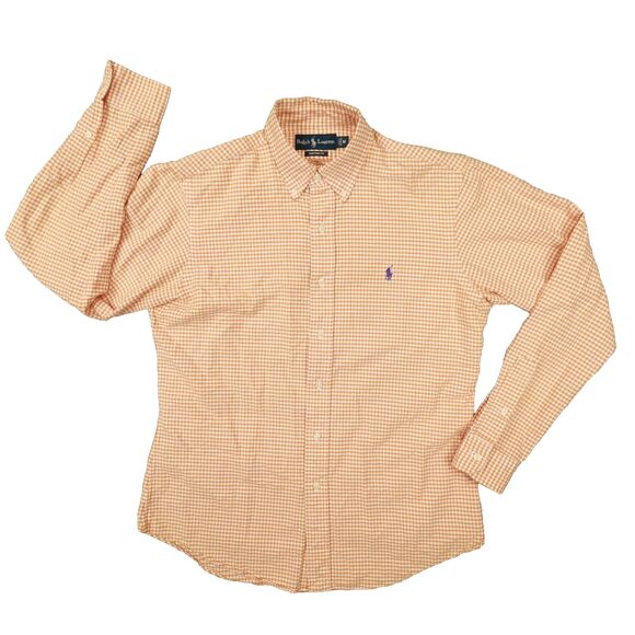 Ralph Lauren Other - Ralph Lauren Vintage Men's Custom Fit Orange Gingham Check‎ Shirt size Medium
